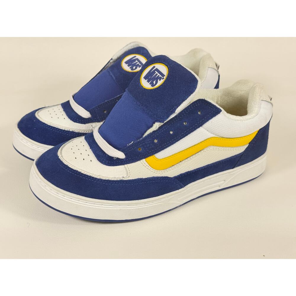 Vans Lowland ComfyCush Blue Yellow White Mens 9.5 Skate Shoes New EU 42.5